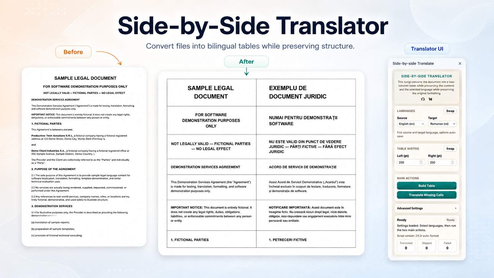 Presentation of the Google apps-script menu