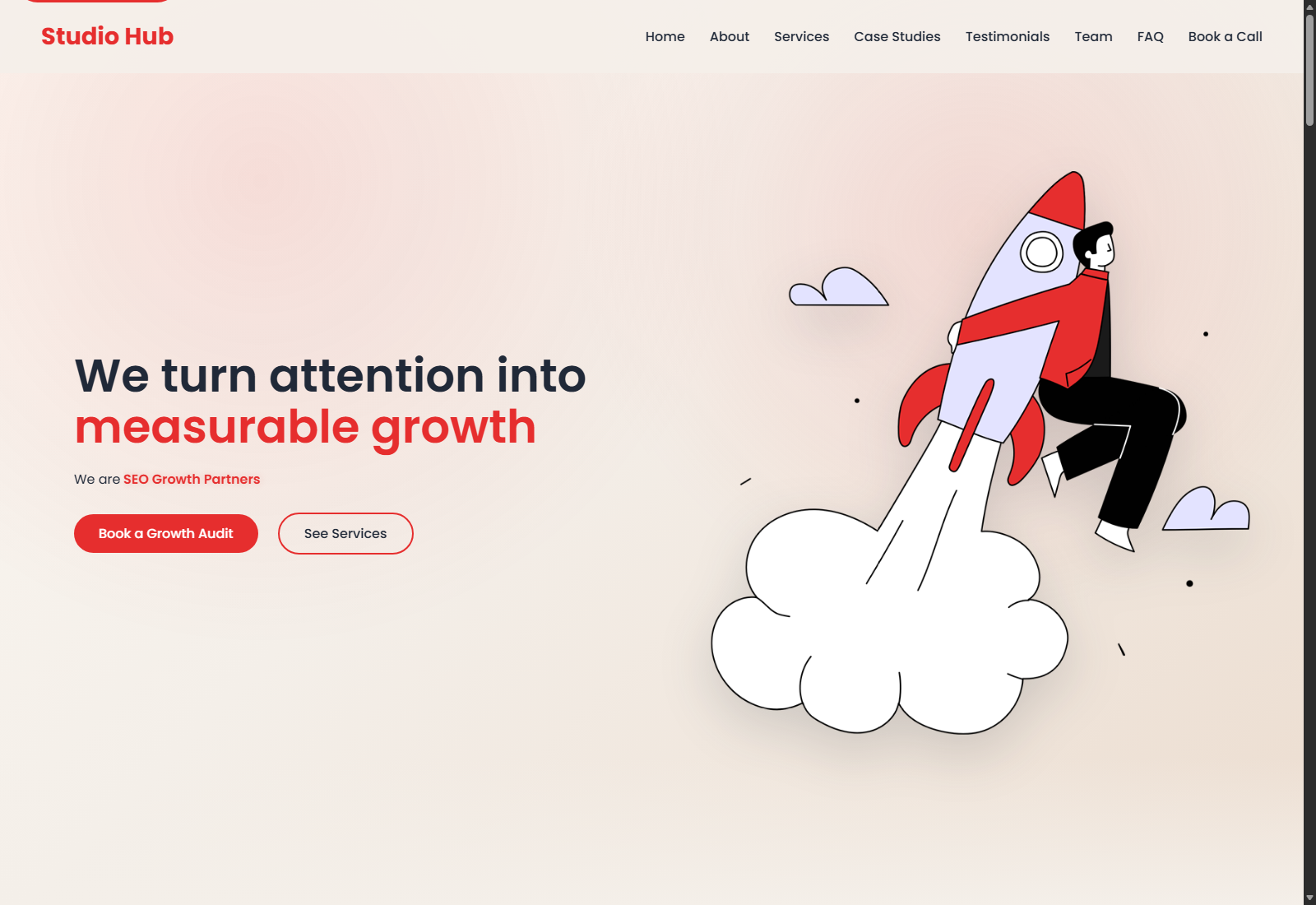 Preview of the Studio-Hub homepage